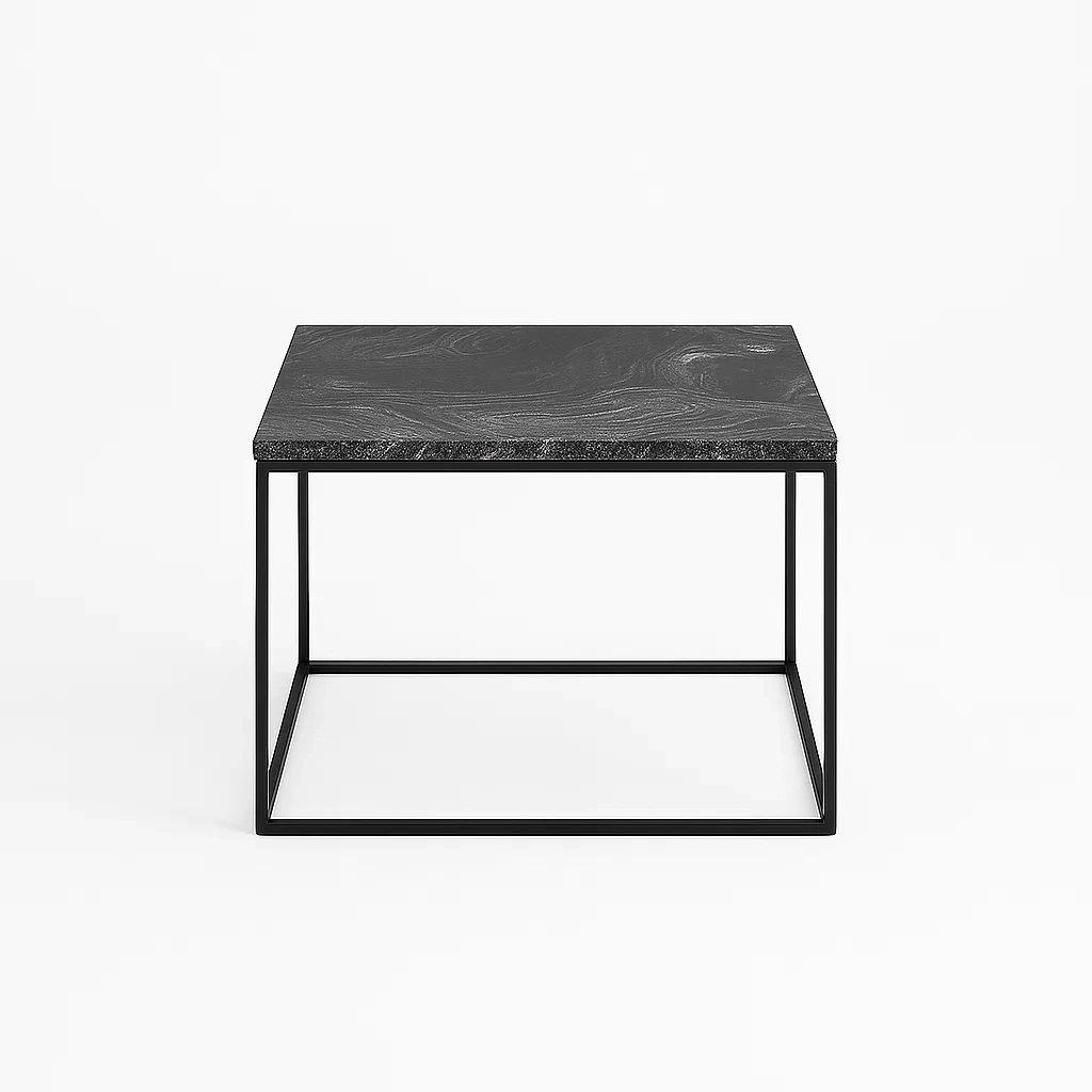 Quadratischer Couchtisch aus Kunstmarmor und Stahl 45x45x45cm-meuboveta