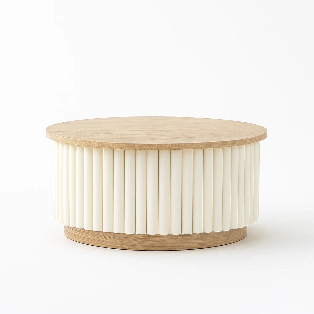 Runder Holztisch Weiß/Natur 80cm-meuboveta