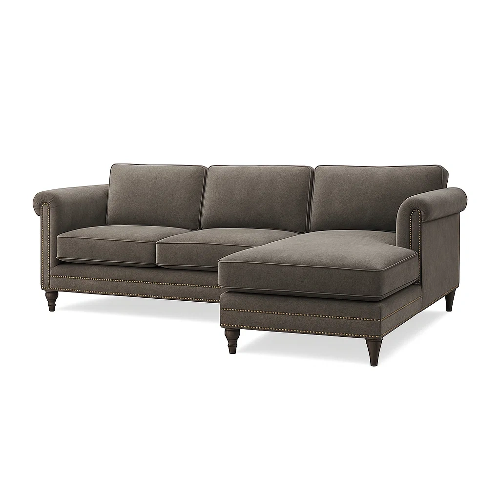 Ecksofa mit Ottomane Stoff Braun-meuboveta