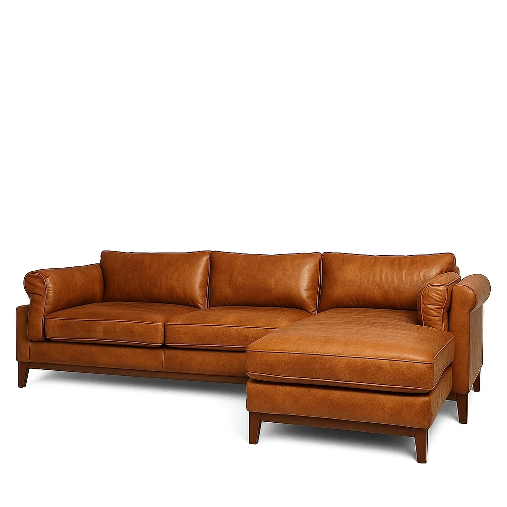 Ledersofa Braun L-Form 300x95x180 cm-meuboveta