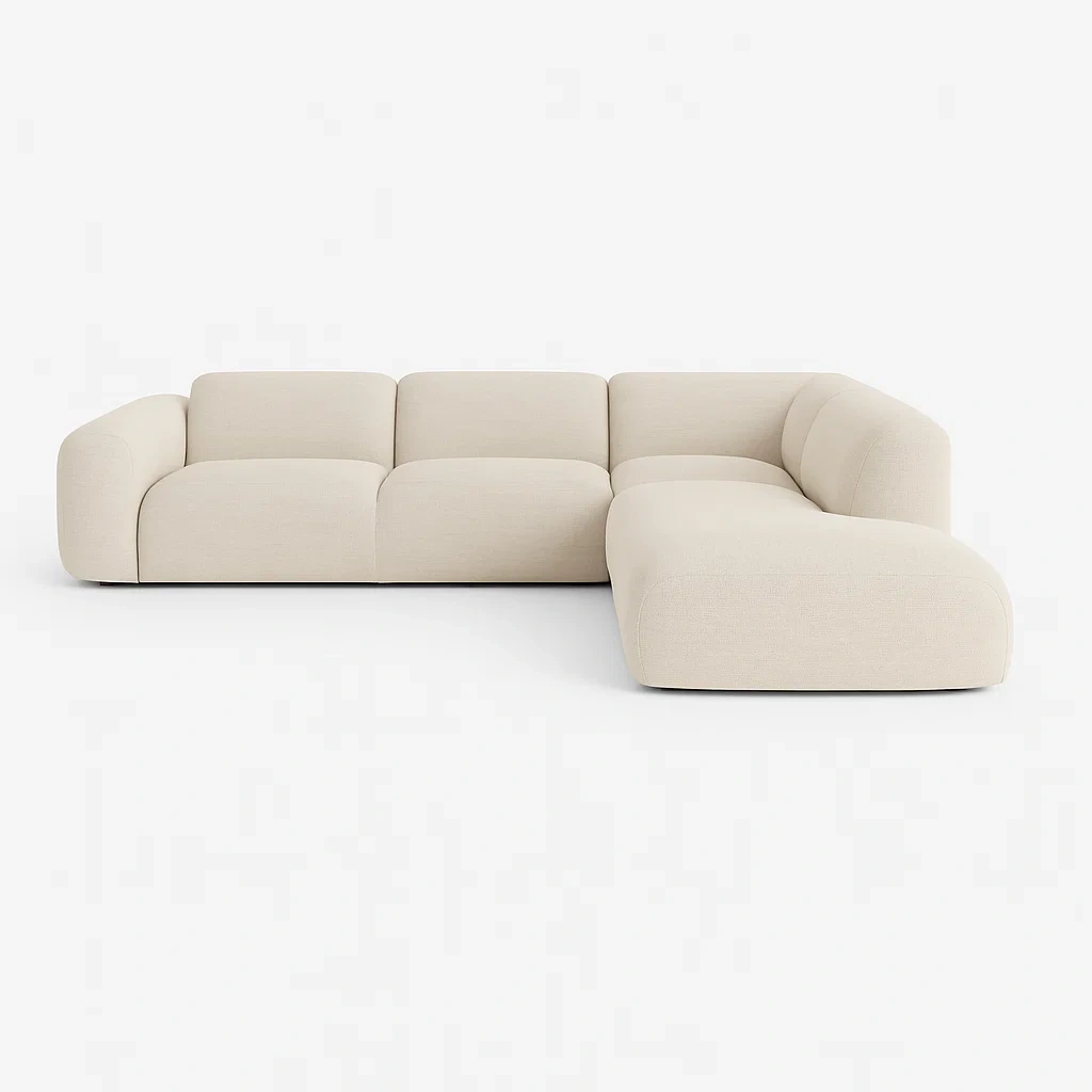 Ecksofa aus Stoff Beige mit Schaumstofffüllung-meuboveta
