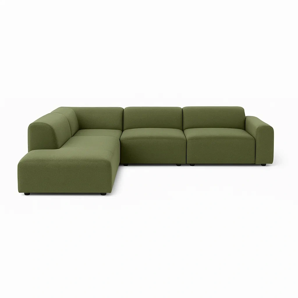 Grünes modulares Ecksofa L-Form, Polyestergewebe, 300x200x75 cm-meuboveta