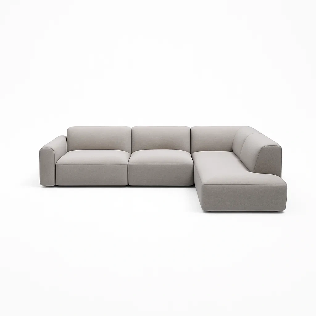 Modulares Ecksofa aus Leinenstoff in Hellgrau, L-Form 300cm x 200cm-meuboveta