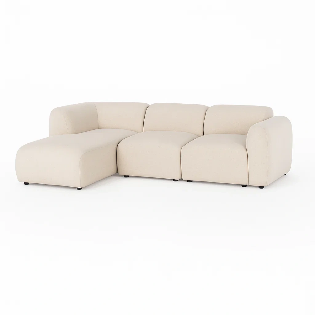 Ecksofa Set Holzrahmen Polyester Beige-meuboveta