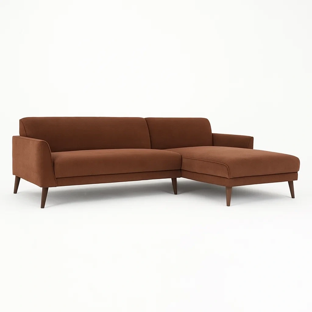 Ecksofa mit Ottomane Braun Stoff-meuboveta
