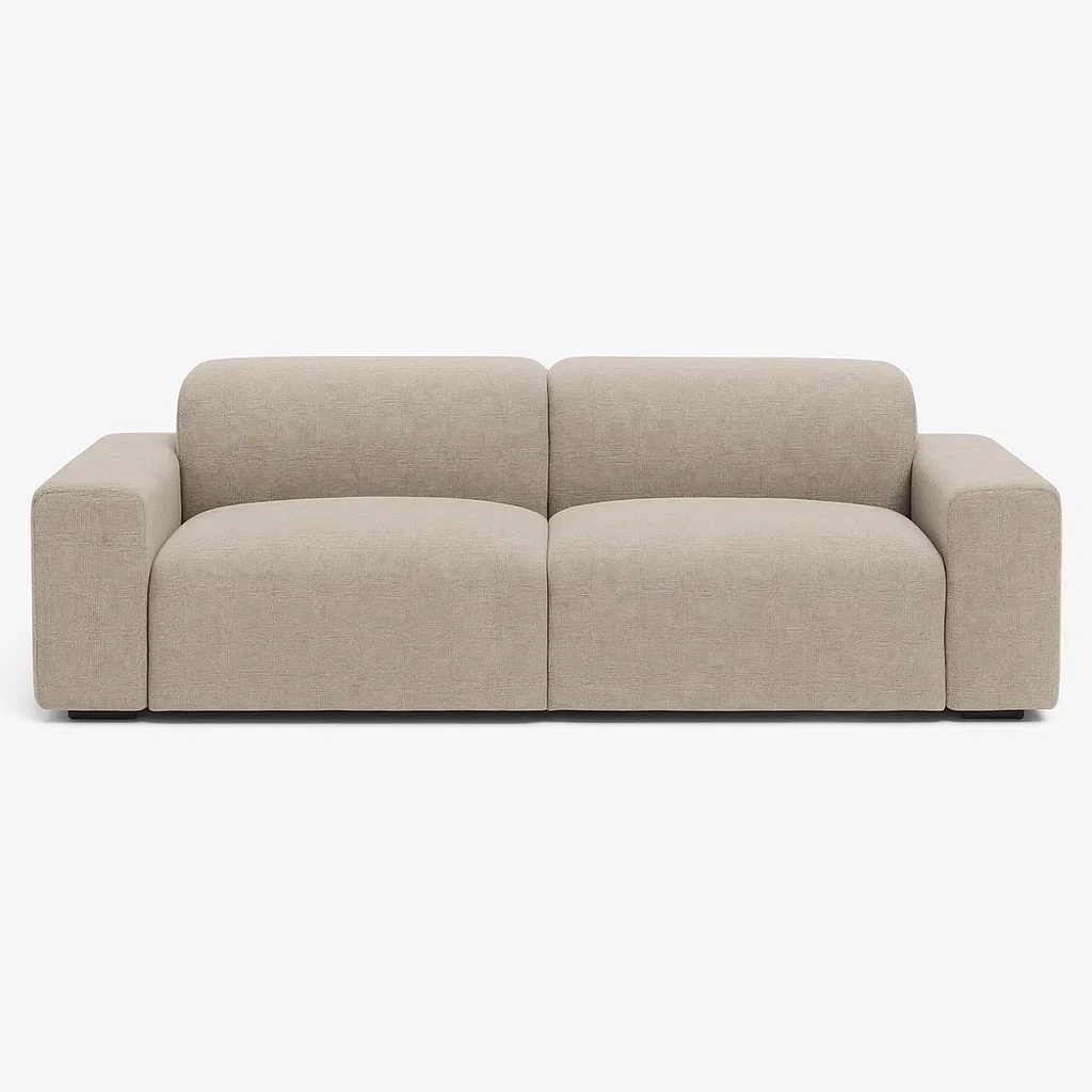 Dreisitzer Sofa Stoff Leinen Beige 220x95x70cm-meuboveta