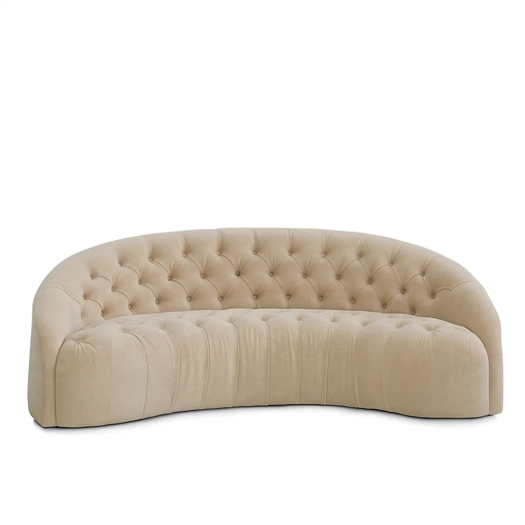 Halbrundes Sofa Samt Beige 220cm-meuboveta