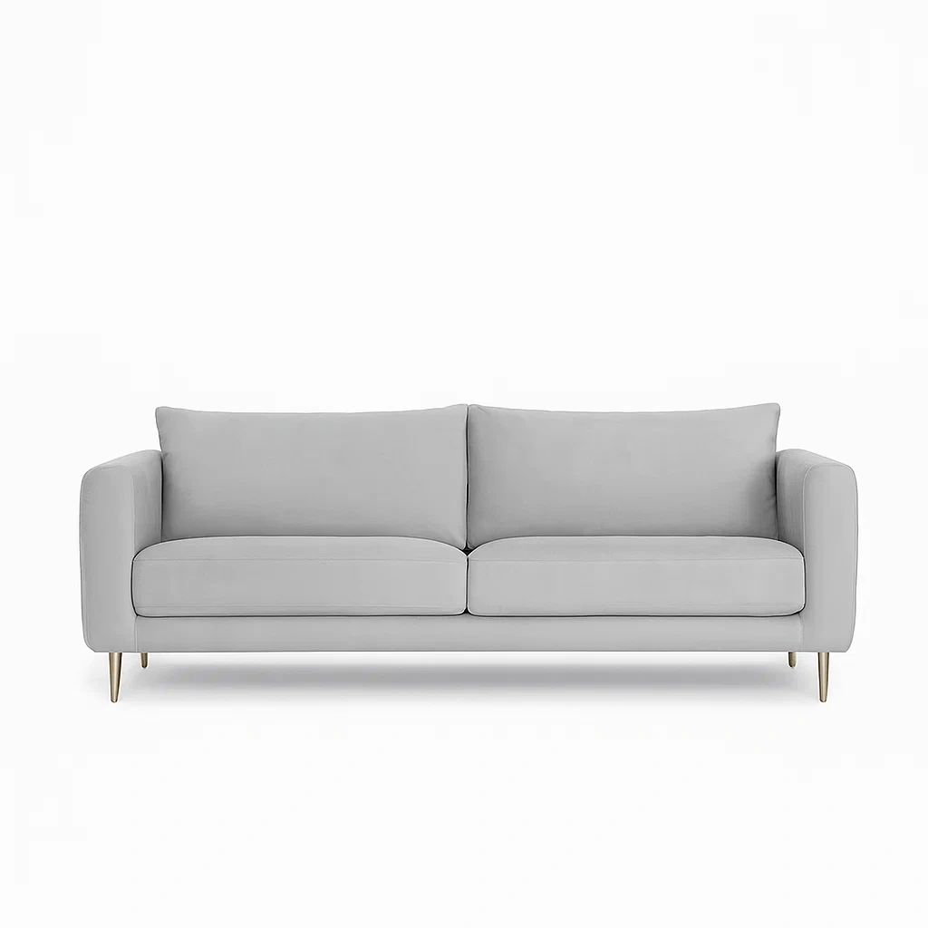 Dreier-Sitzer Sofa Grau Polyester Goldene Metallbeine 210cm-meuboveta