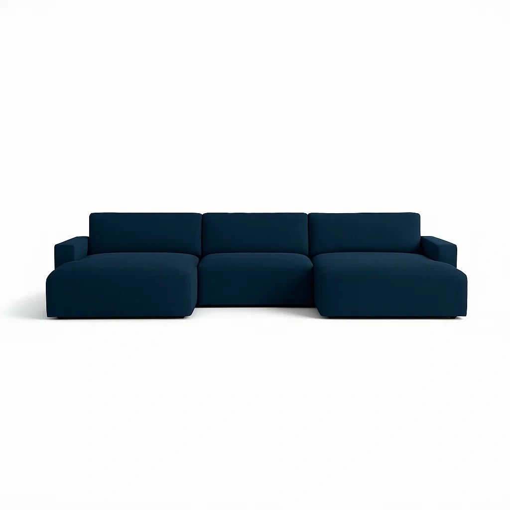 Modulares Ecksofa Dunkelblau Stoff L-Form 300x100x70 cm-meuboveta