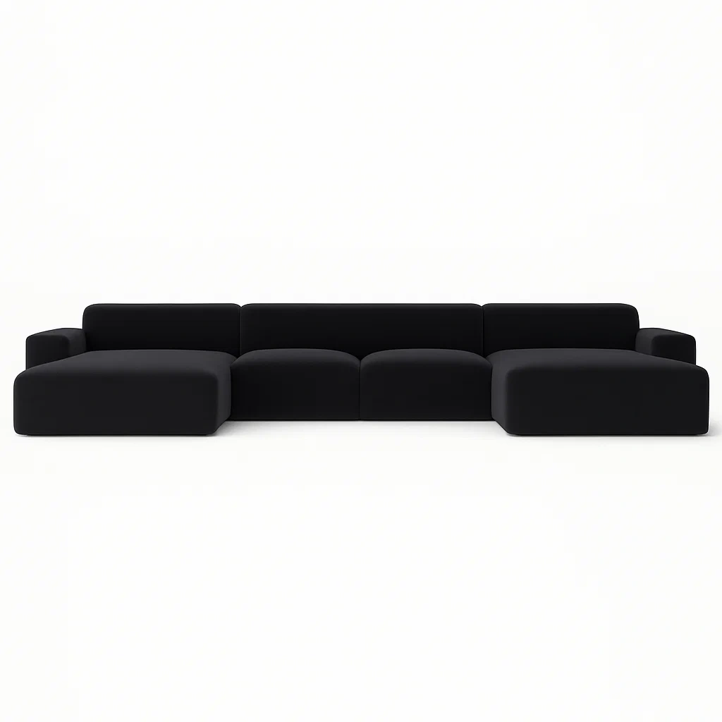 Modulares Ecksofa Schwarz Stoff Polyester-meuboveta