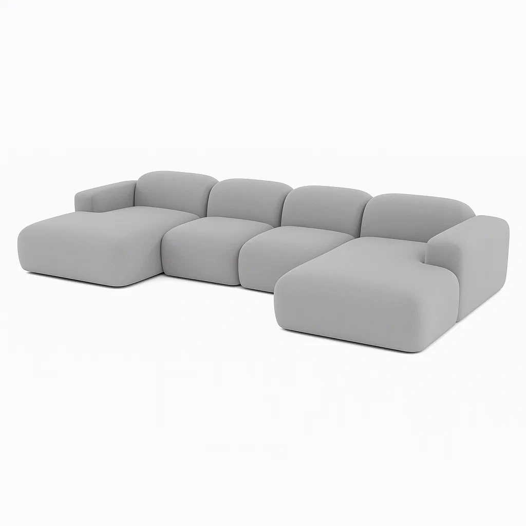 Ecksofa Stoff Grau L-förmig-meuboveta