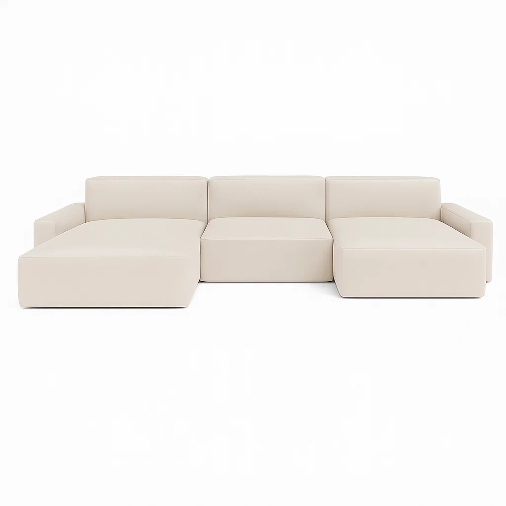 Modulares Ecksofa Set Kunstleder Creme 260x150x85cm-meuboveta
