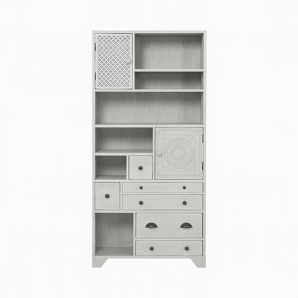 Regal mit Schubladen Weiß Holz 180cm-meuboveta