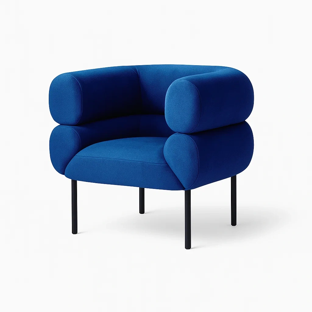 Sessel Blau Polyestergewebe Metallbeine-meuboveta
