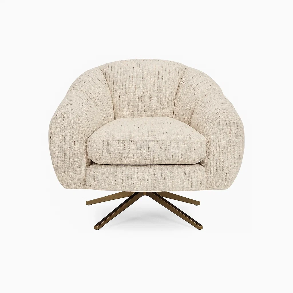 Drehsessel Beige Leinen Metallfuß-meuboveta