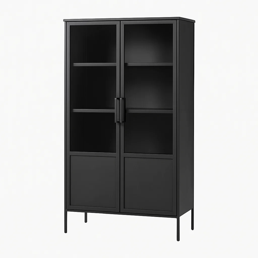 Metallschrank mit Sicherheitsglastüren Schwarz 190x90x40 cm-meuboveta