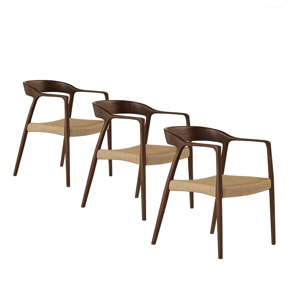 Stuhlset aus Holz mit Rattansitz Braun-meuboveta