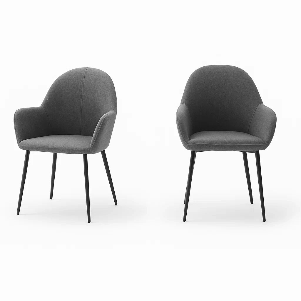 2er Set Esszimmerstühle Polyester Grau Metallbeine-meuboveta