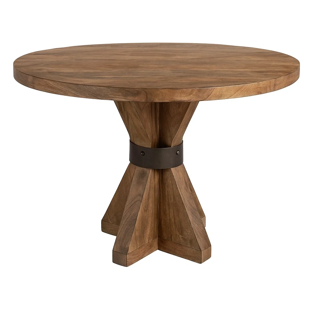 Runder Teakholz-Esstisch mit Metallverbindung, Ø120cm-meuboveta