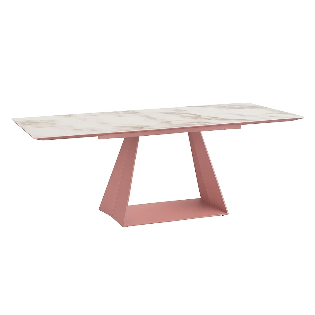 Esstisch Rechteckig Marmoroptik Metall Rosa 200x100x75cm-meuboveta