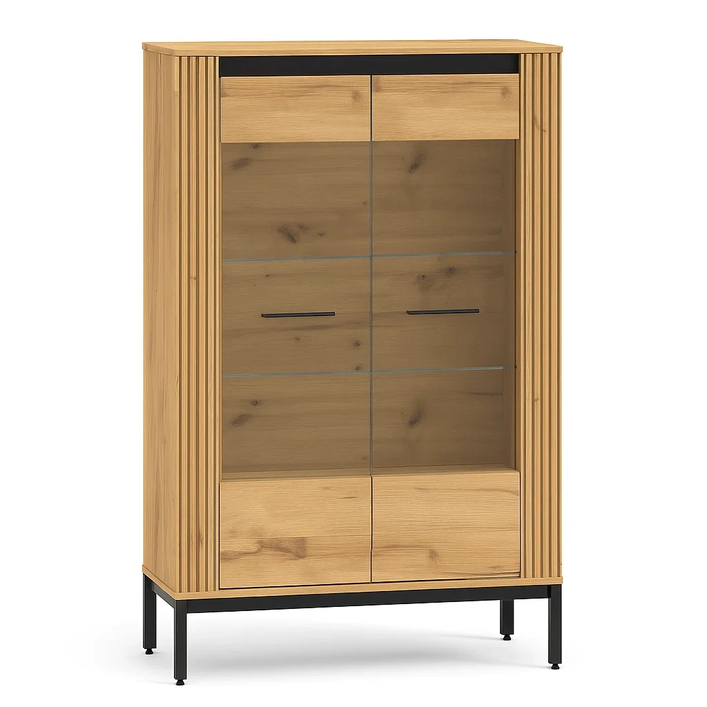 Vitrine Eiche Glas 120cm x 200cm x 40cm-meuboveta