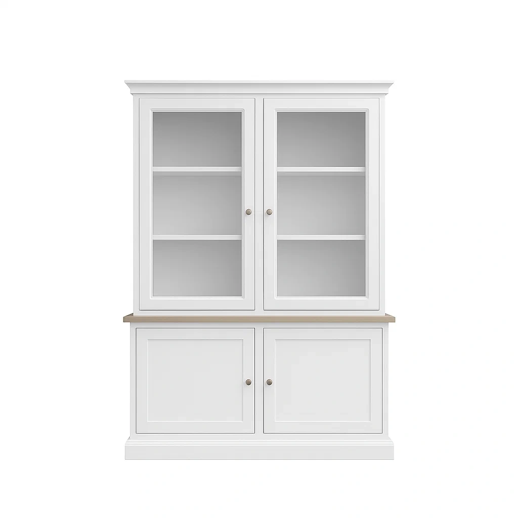 Weiße Holzvitrine mit Glastüren-meuboveta
