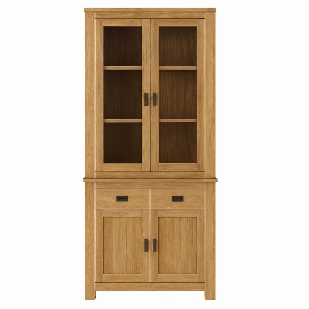 Vitrinenschrank aus Eichenholz mit gehärtetem Glas 200x90x40 cm-meuboveta