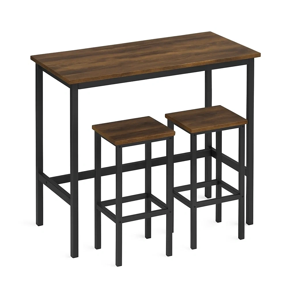 Bartisch-Set aus Holz und Metall in Braun und Schwarz-meuboveta