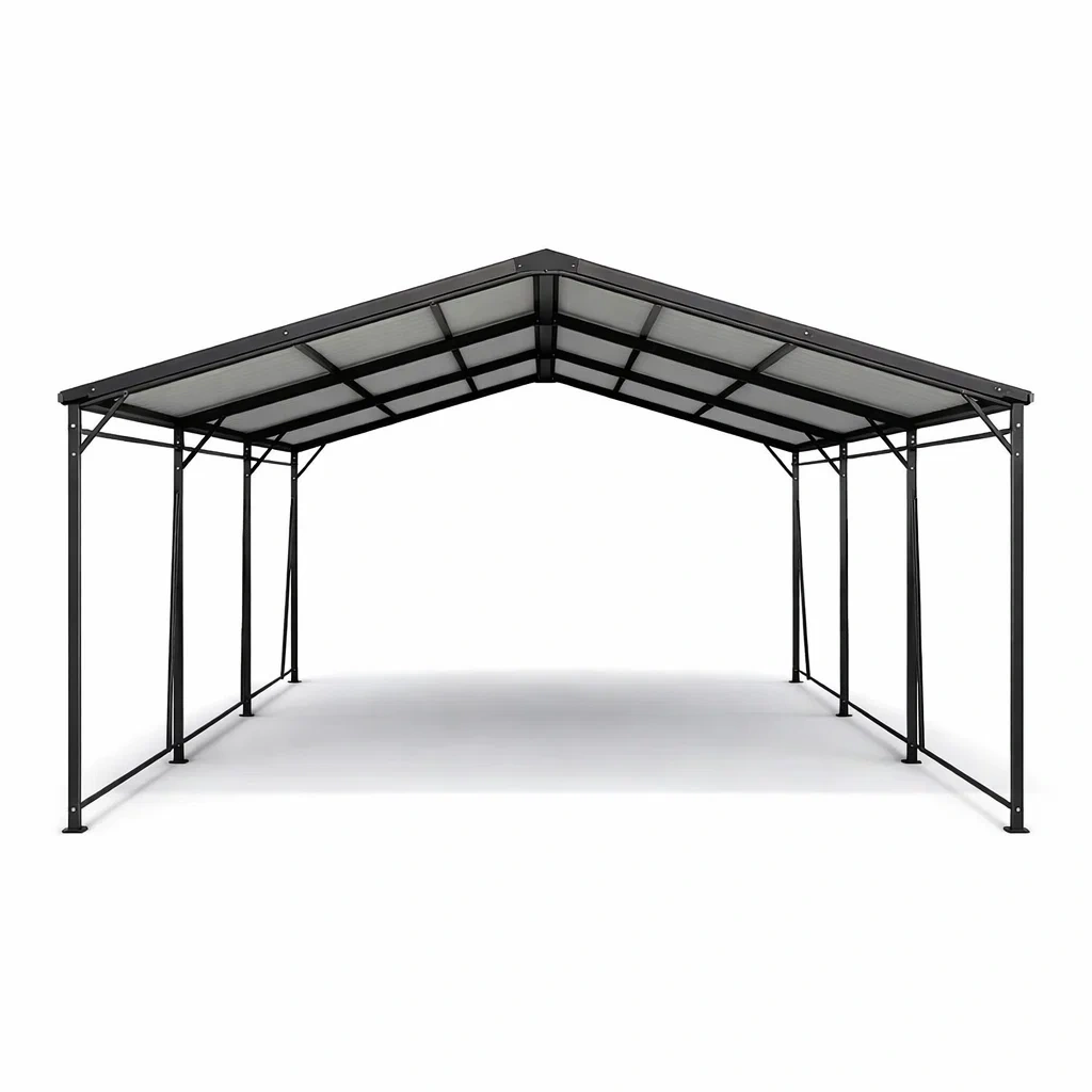 Metall Carport mit Polycarbonatdach 6.0 m x 3.0 m x 2.8 m-homfetra