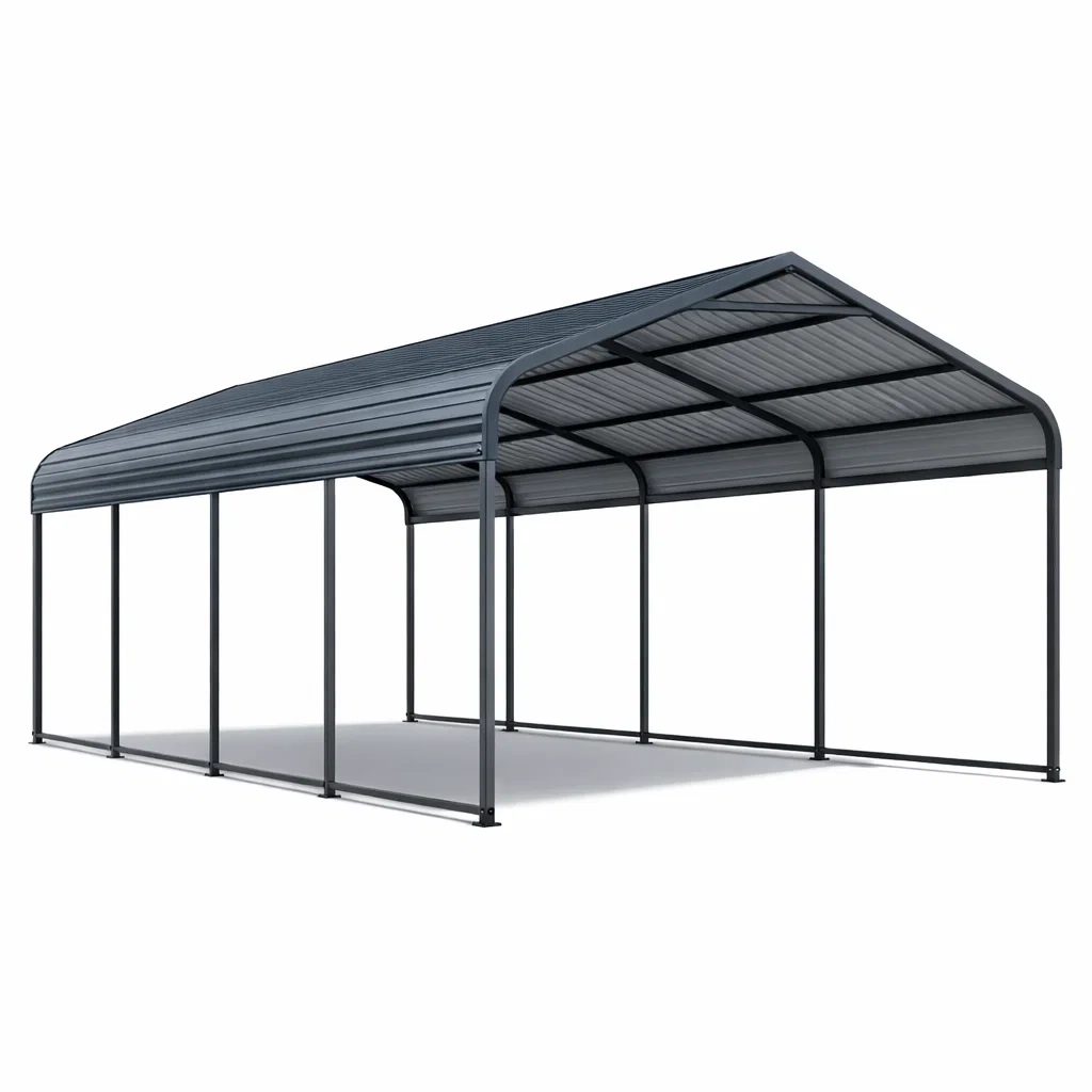 Stahl Carport Überdachung 600x300x240 cm Grau-homfetra
