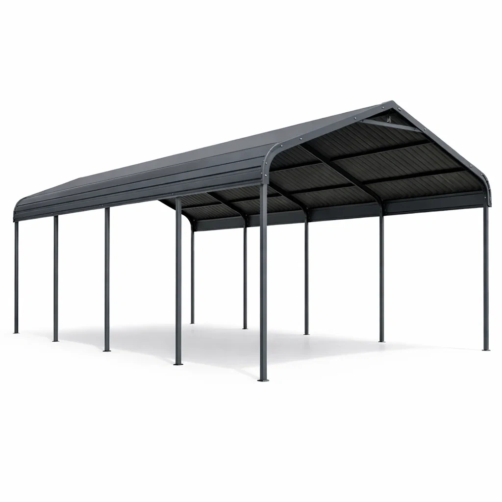 Stahl-Carport Grau 600x300x280 cm-homfetra