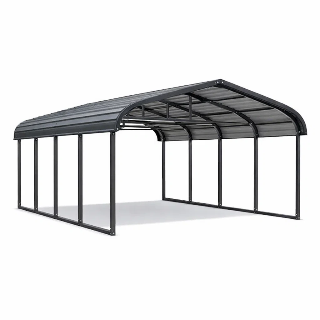 Metall Carport Überdachung 6m x 3m x 3m Grau-homfetra