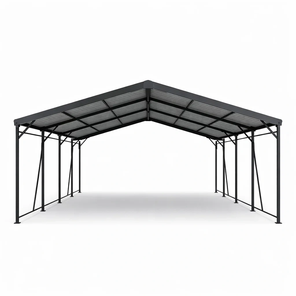 Stahl Carport Überdachung 600 cm x 300 cm x 250 cm-homfetra