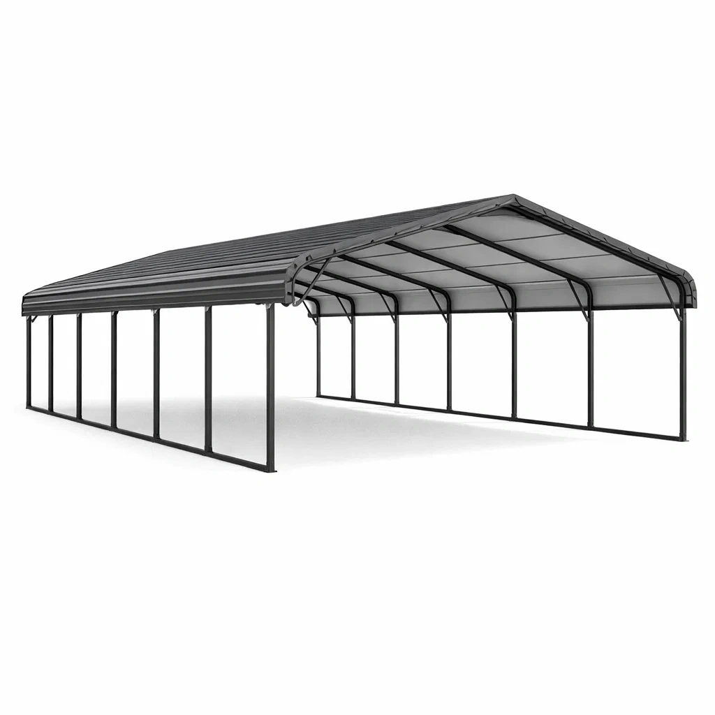 Stahl Carport Überdachung Schwarz 600x300x250 cm-homfetra