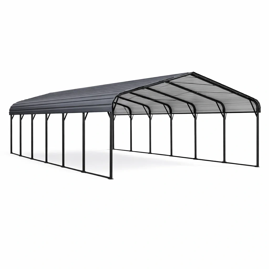 Metall-Carport mit Polycarbonatdach Schwarz 900x400x300 cm-homfetra