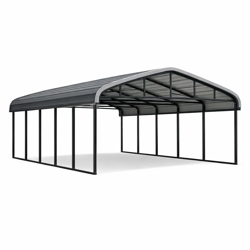Metall Carport Stahl Grau 600x300x250 cm-homfetra