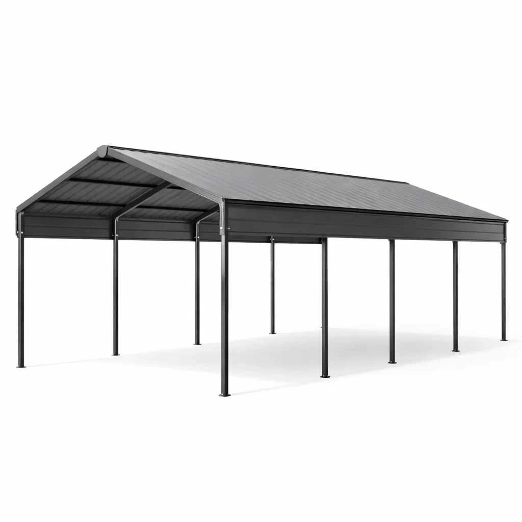 Metall Carport Überdachung Grau 500x300x260 cm-homfetra