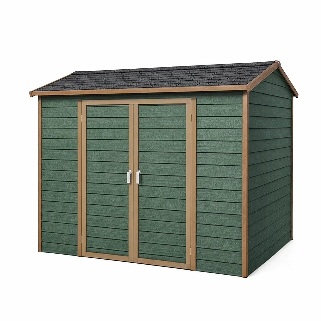 Kunststoff Gartenschuppen Grün Doppelwandig 200x160x210 cm-homfetra
