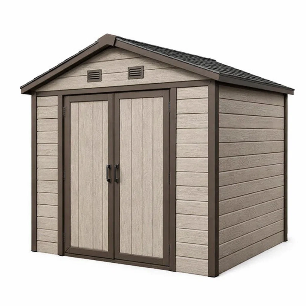 Gartenhaus aus Kunststoff in Holzoptik 185 cm x 152 cm x 226 cm-homfetra