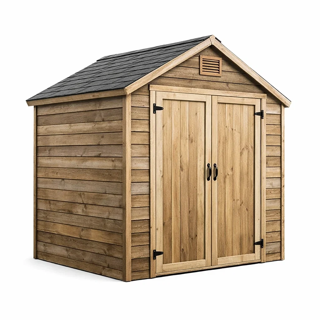 Holz-Gartenhaus mit Doppeltür und Asphaltdach-homfetra