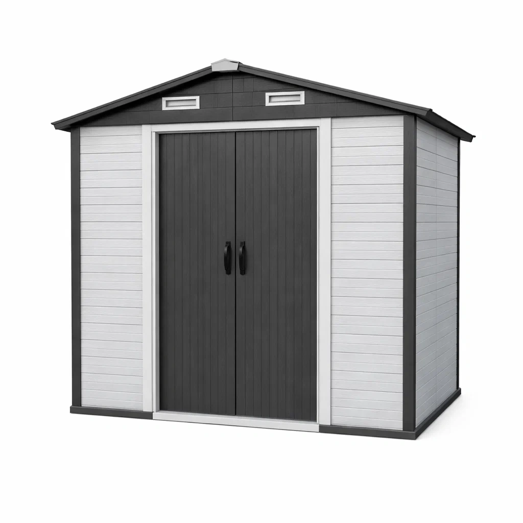 Gartenhaus Kunststoff Schwarz/Grau 185x152x226cm-homfetra
