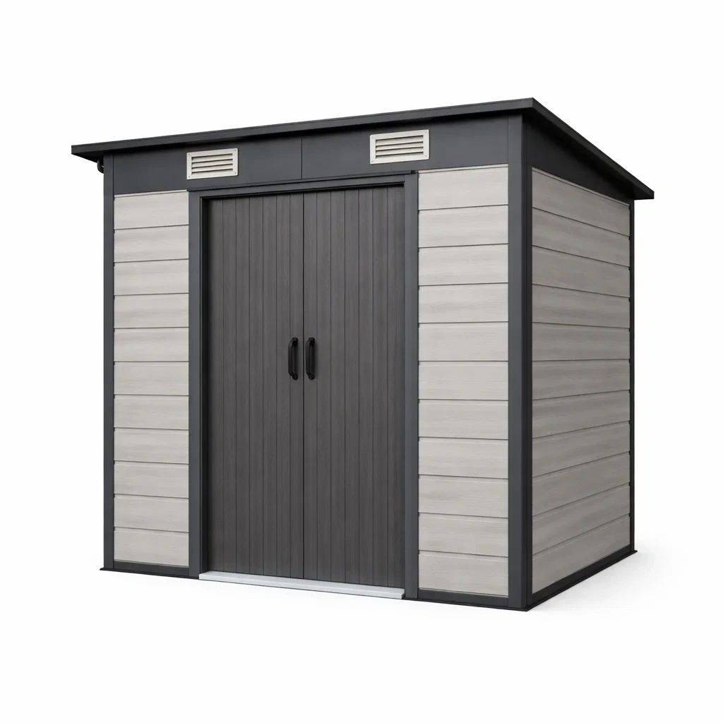 Gartenschuppen Kunststoff Grau 185x152x226 cm-homfetra