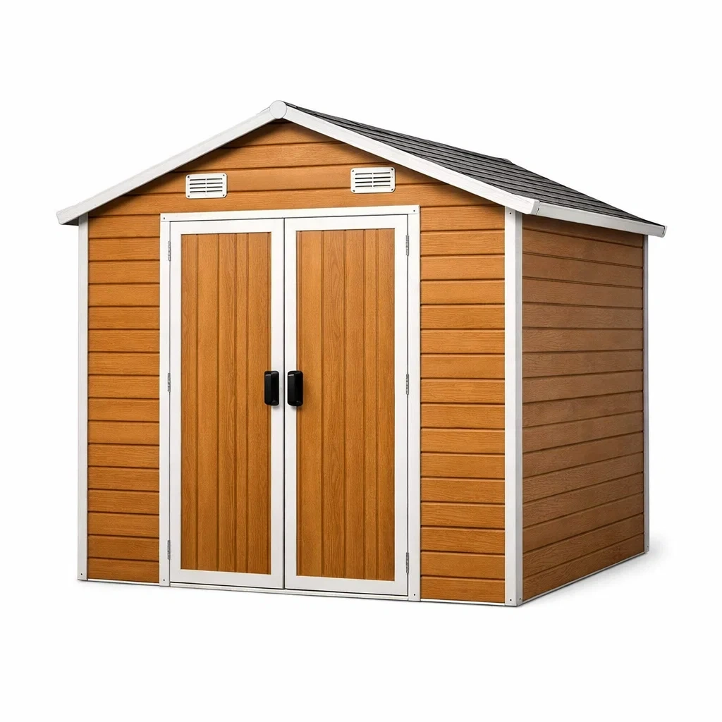 Gartenhaus Polypropylen Holzoptik Braun 255x205x225cm-homfetra
