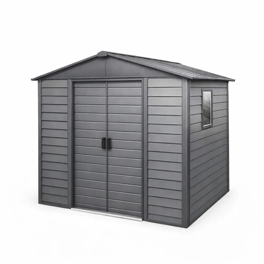Graues Metall Gartenhaus 243cm x 191cm x 213cm-homfetra