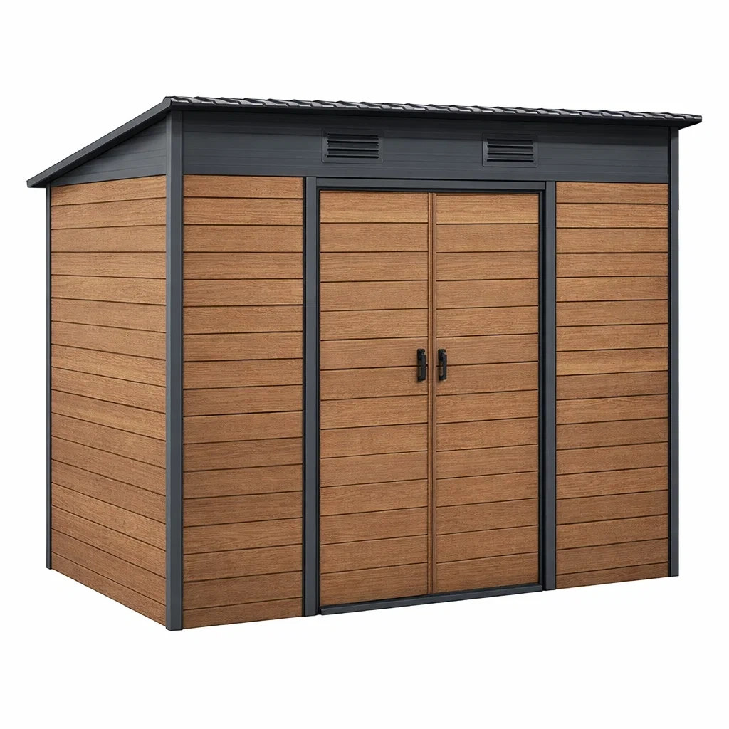 Gartenhaus Holz-Kunststoff Braun/Anthrazit 185x152x226 cm-homfetra