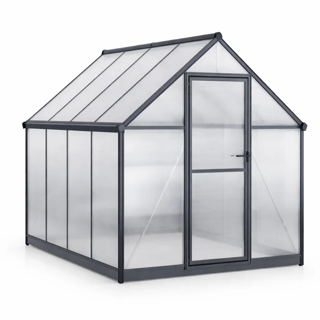 Aluminium und Polycarbonat Gewächshaus 190x190x195 cm-homfetra