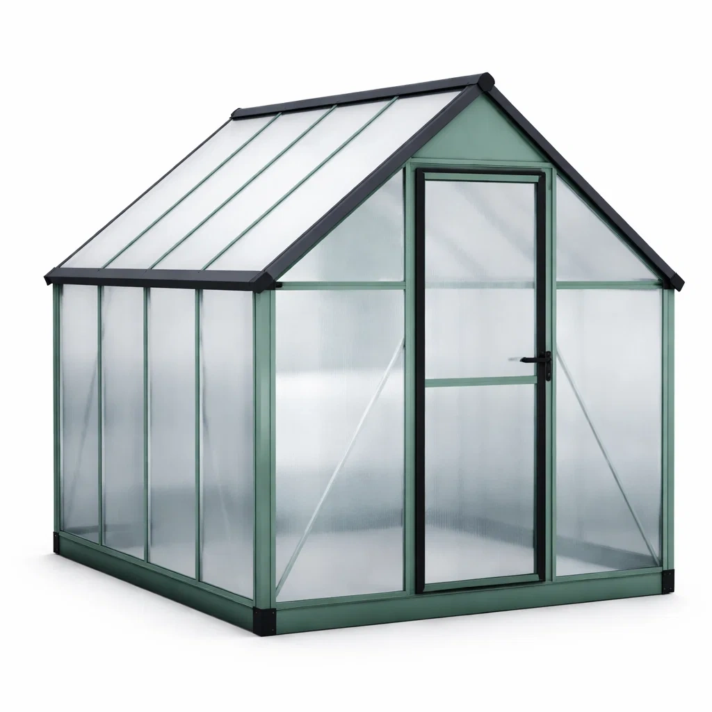 Gewächshaus Aluminium Polycarbonat 190x190x195cm-homfetra