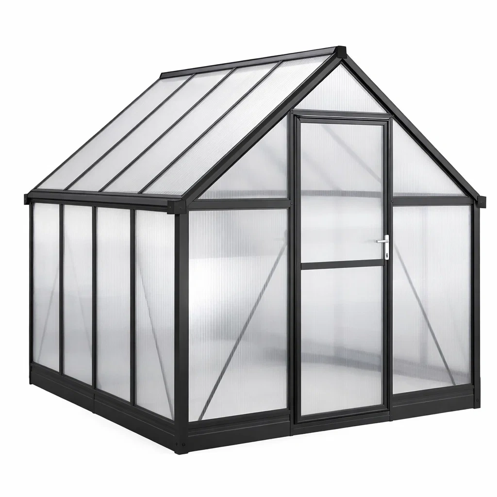 Aluminium-Gewächshaus mit Polycarbonat Paneel Schwarz/Transparent-homfetra