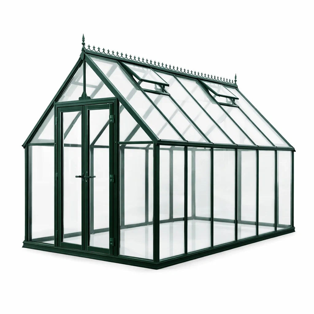 Aluminium Gewächshaus mit Sicherheitsglas 370x250x220 cm Grün-homfetra