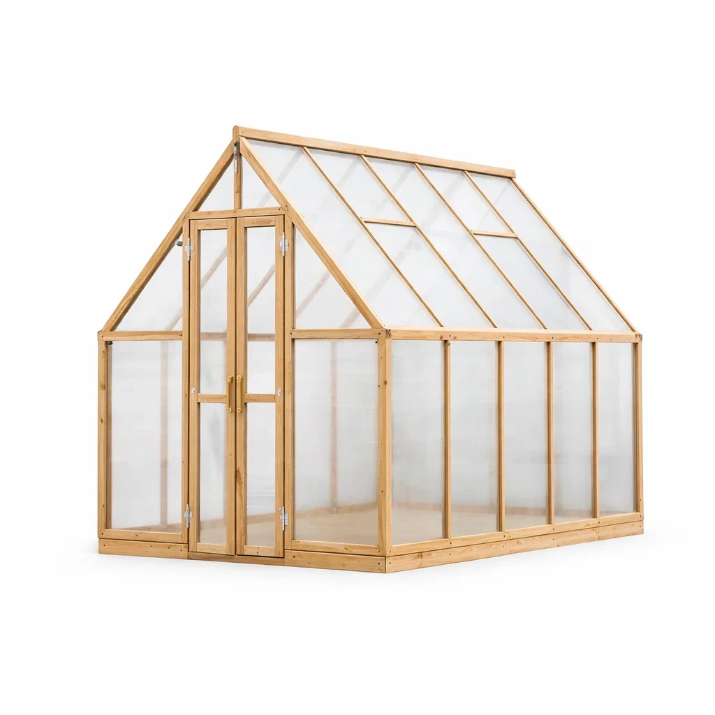 Holz Gewächshaus mit Polycarbonatplatten 244 cm x 183 cm x 213 cm-homfetra